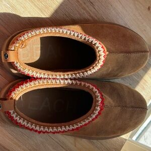 Matisse Brown Slippers with Red and Cream Trim